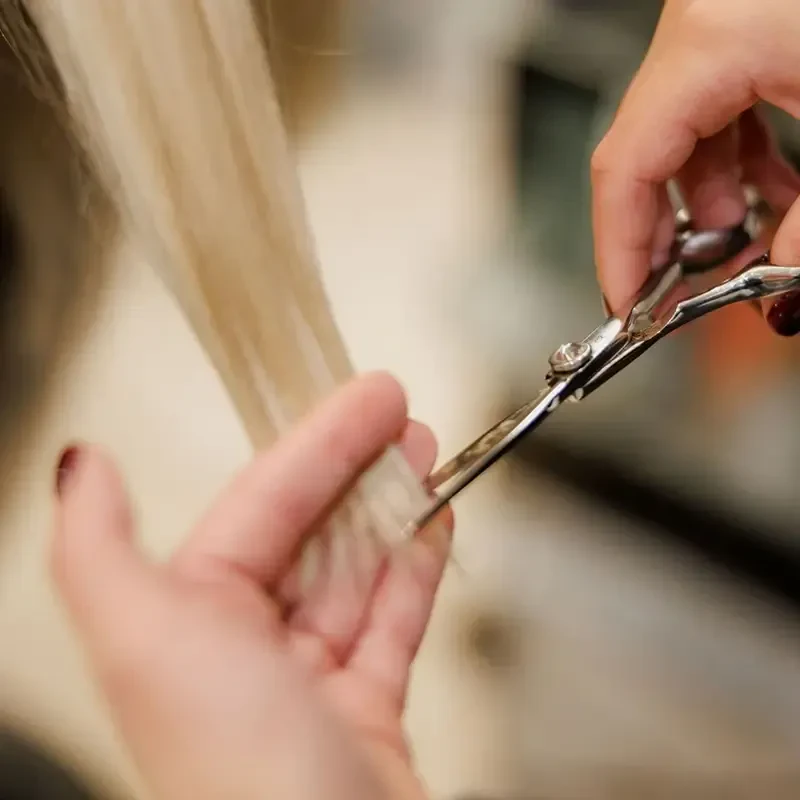 Womens Hair Cut Closeup